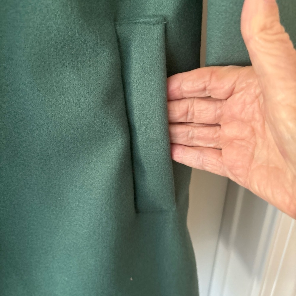 Women’s Hooded Coat M Sage Green Cotton Spandex Snaps Distinctive Details New - Picture 7 of 13